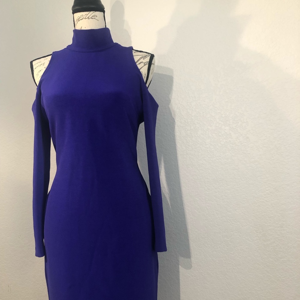 Vintage cold shoulder midi bodycon dress